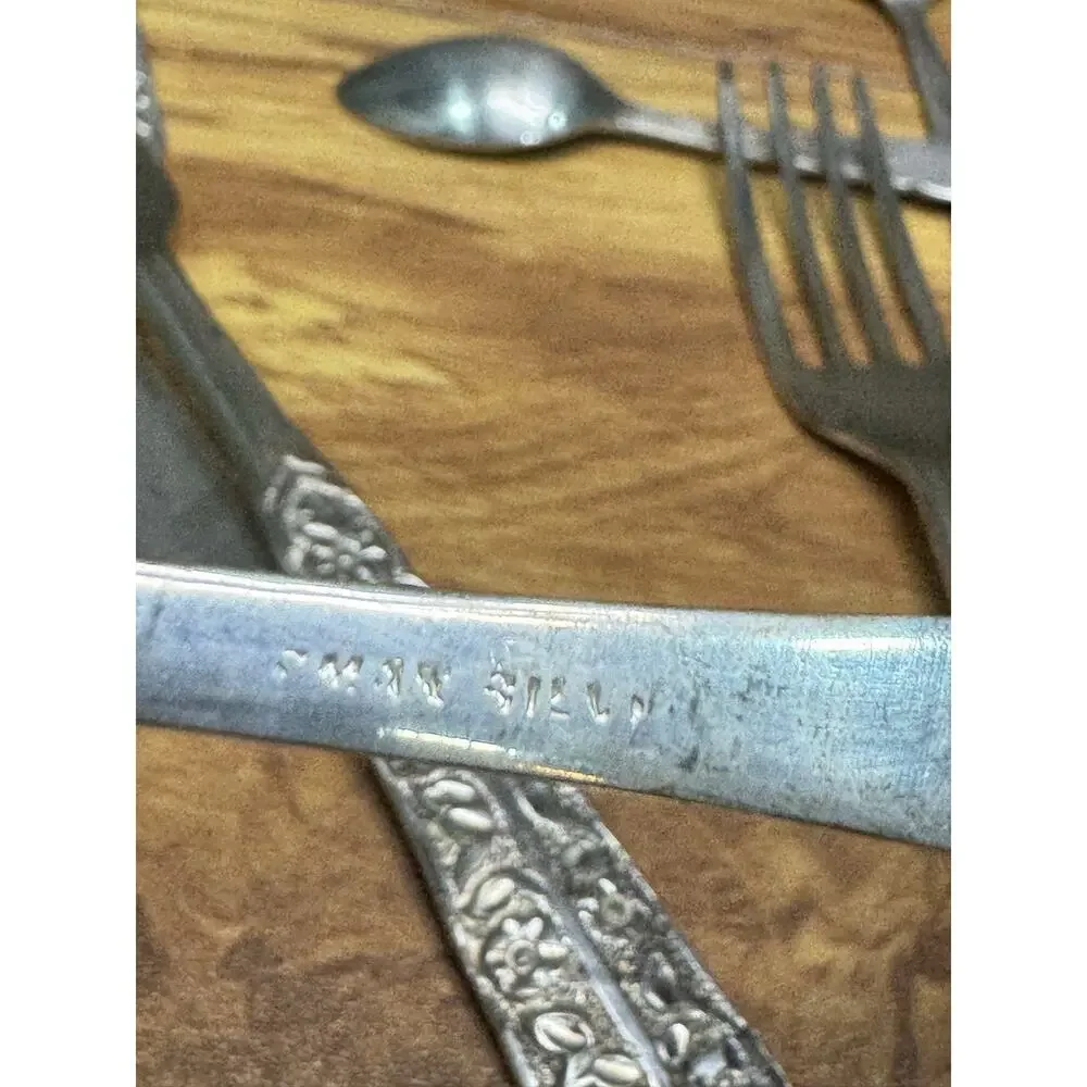 Antique German Silver Alpacca Flatware Set (32 Pieces) - Ornate Scroll Design